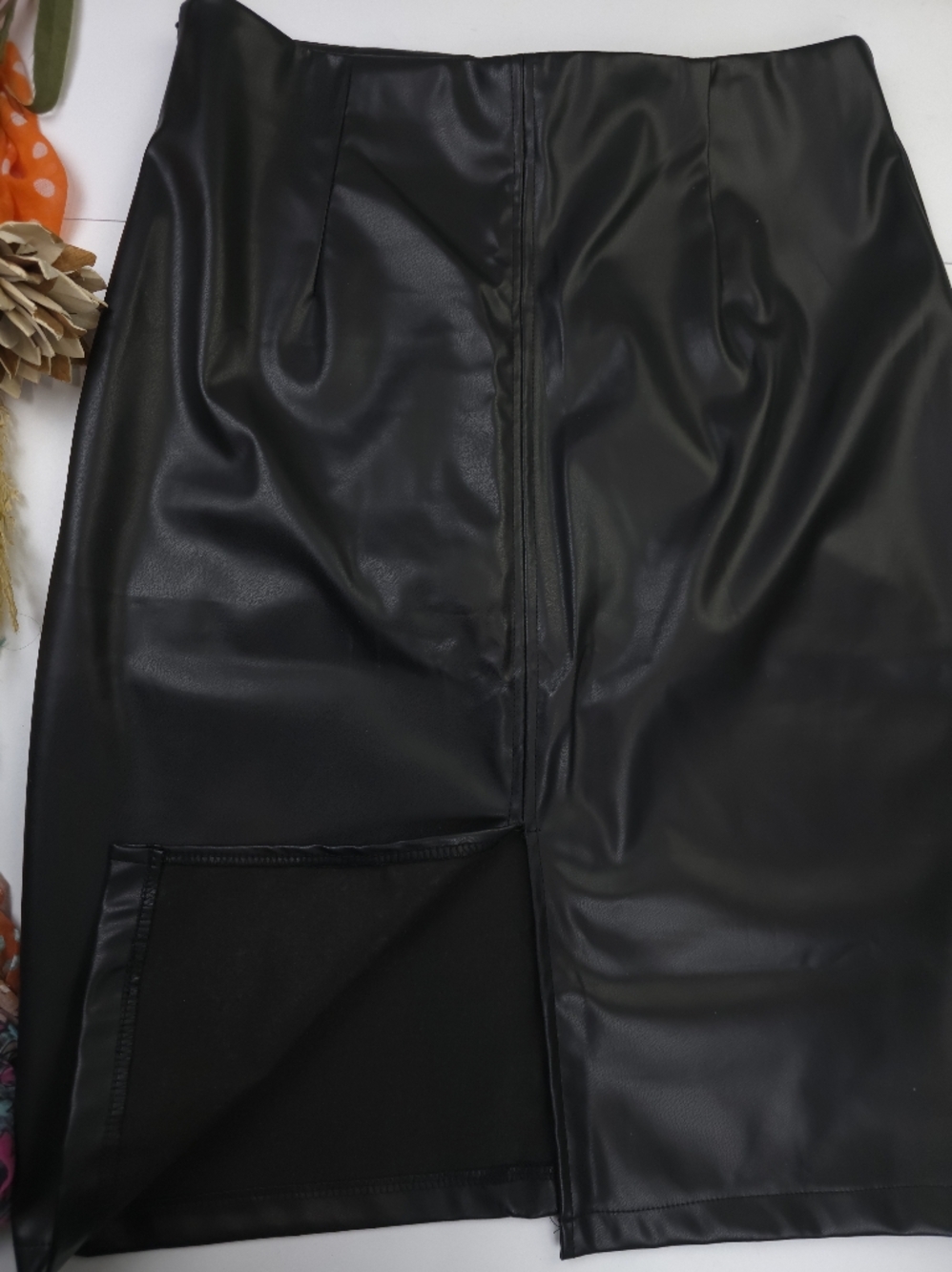 Ranlege Black Faux Leather Skirt Sz L - Picture 5 of 6